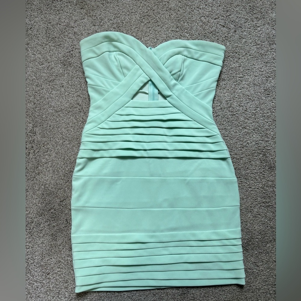 TOBI strapless bodycon dress, teal blue, medium